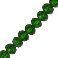 Abalorios de vidrio rondelle Facetados 4x3mm - Fairway green pearl shine coating